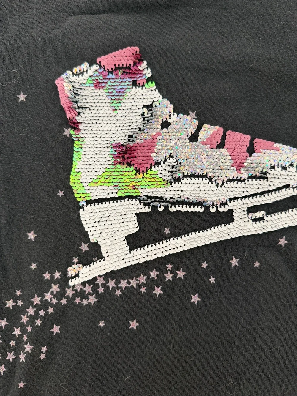 Gap Girls' Black Long-Sleeve Top with Sequin flipee Ice Skate